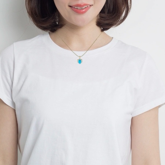 🤩 NWOT 12X8 SLEEPING BEAUTY TURQUOISE WITH WHITE DIAMOND REAL 10K GOLD PENDANT - Picture 3 of 9